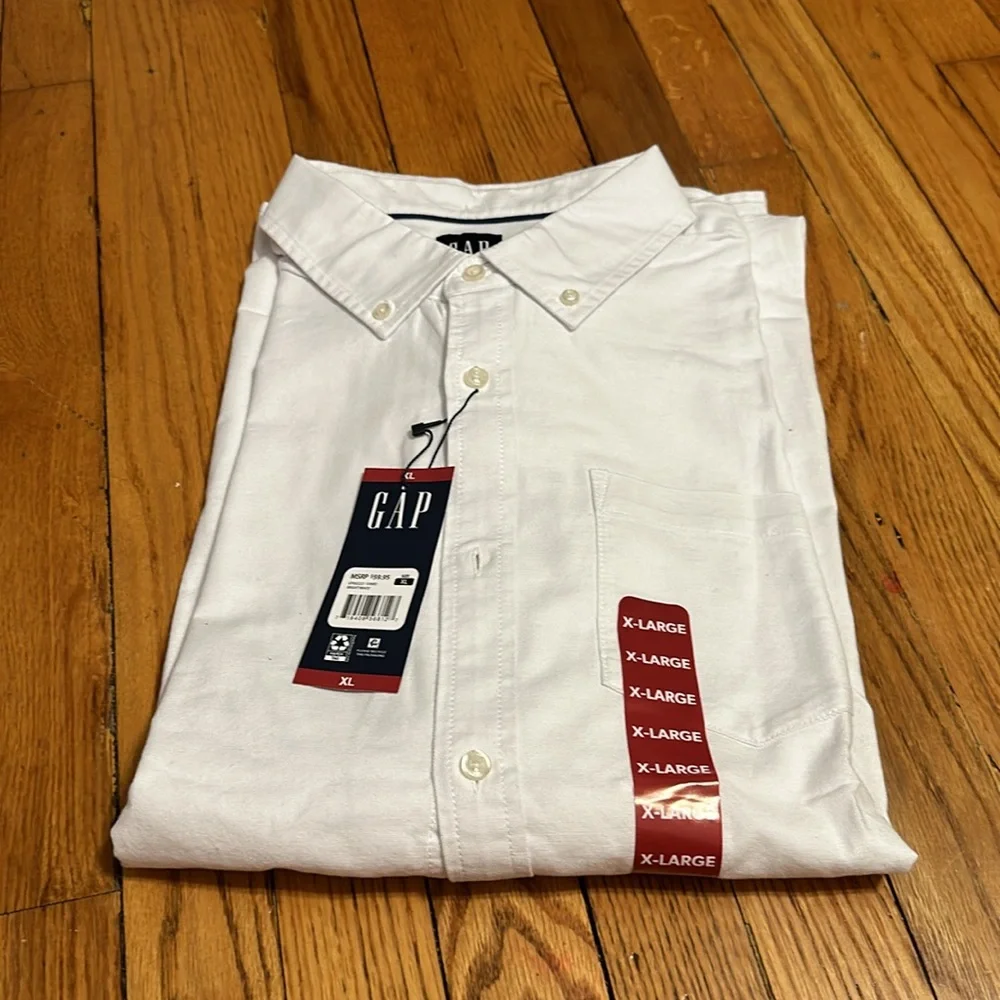 Mens GAP white long sleeve button up shirt XL NWT! - Picture 2 of 13